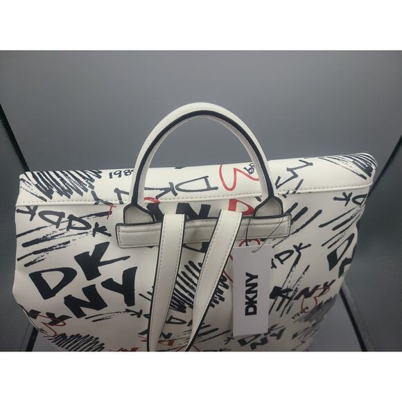 DKNY White and Black Graphic Backpack main image 5